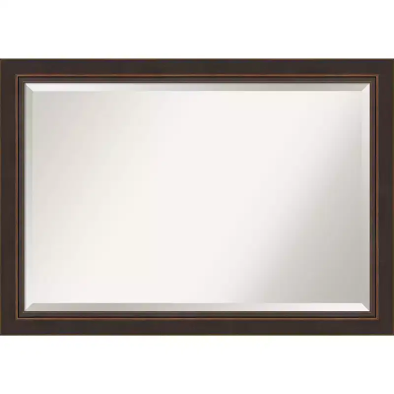 41 x 29 Beveled Lara Bronze Wood Wall Mirror - Amanti Art: Modern Rectangular, No Assembly Required