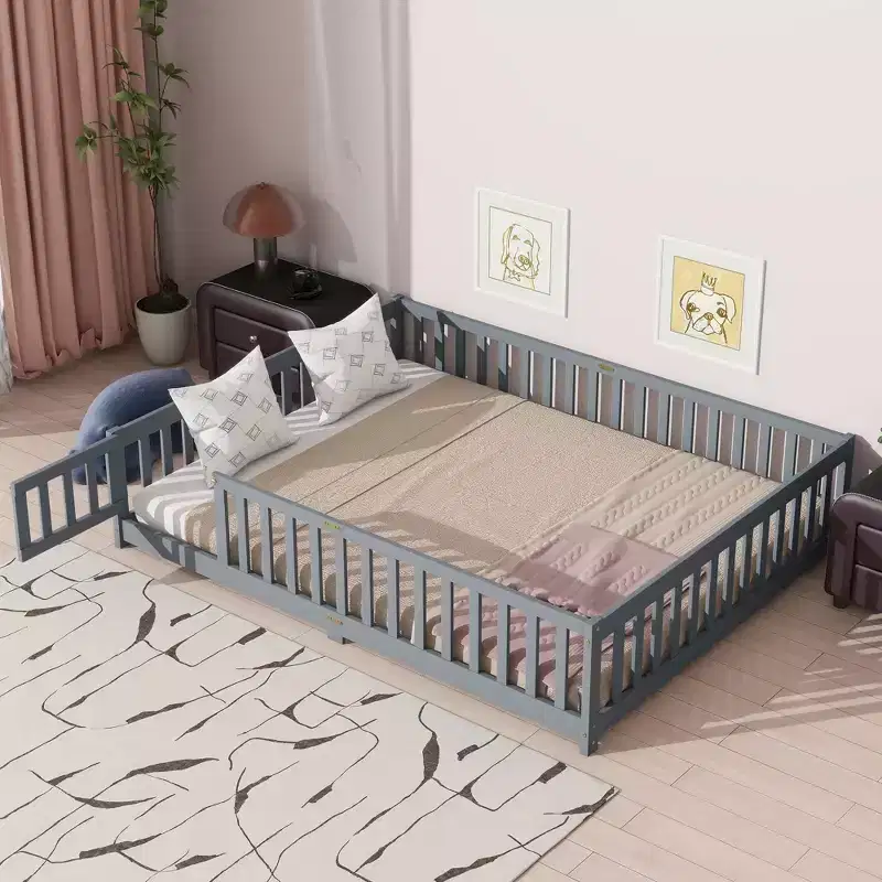 Full Size Upholstered Linen Bed Frame with Lumbar Support, Noise-Free Design