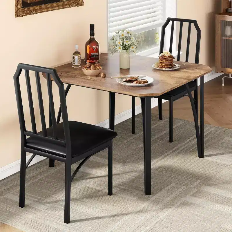 3/ 5 Pieces Dining Table Set for 2/ 4, Small Kitchen Table with Upholstered Chairs, Kitchen Table Chairs Set of 2/ 4, Ideal for Home