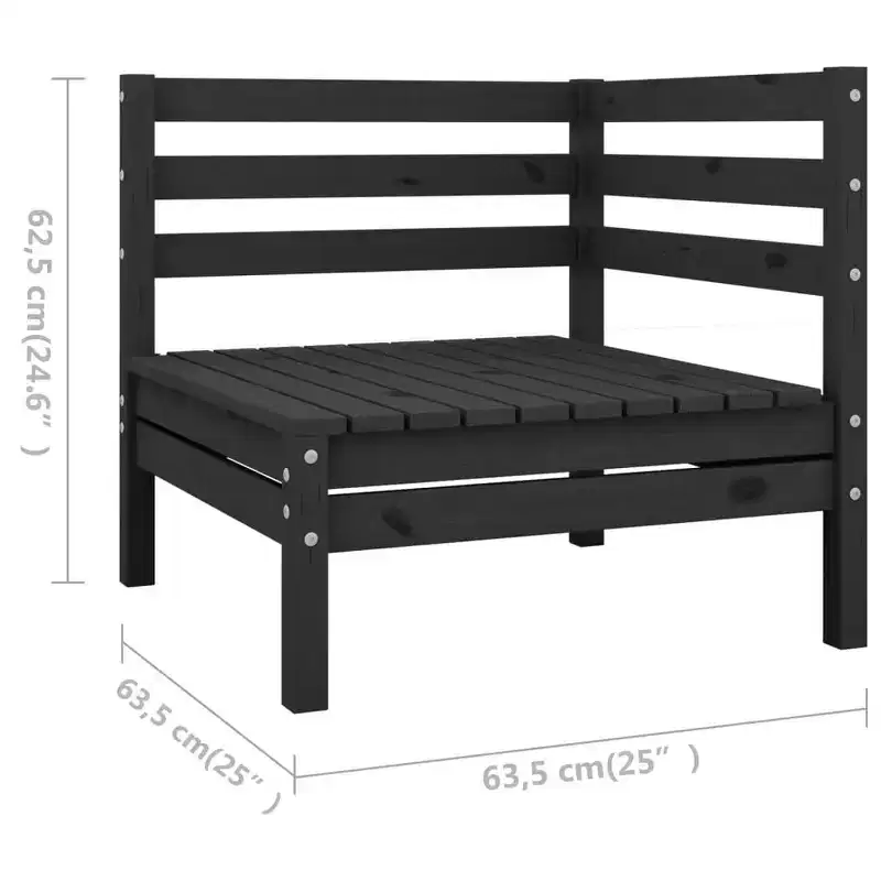 vidaXL Garden Lounge Set Black Solid pine wood 25.0 in x 25.0 in x 24.6 in