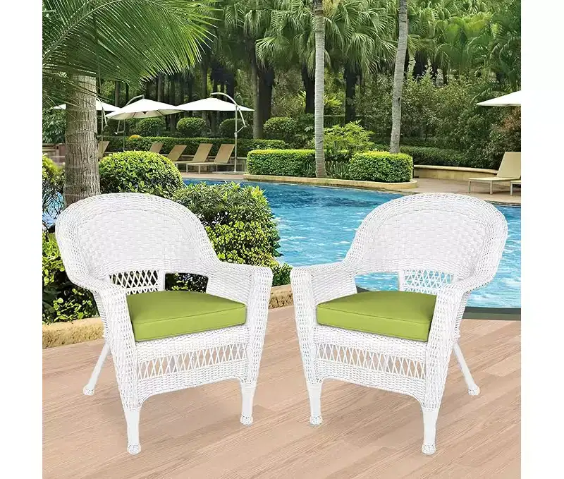 HomeStock Zen Zone Chair Set of 2, Durable Resin Wicker, Weather-Resistant with Cushions