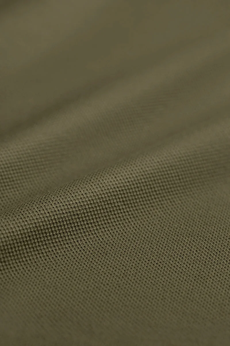 Pique Long Sleeve Polo – Olive