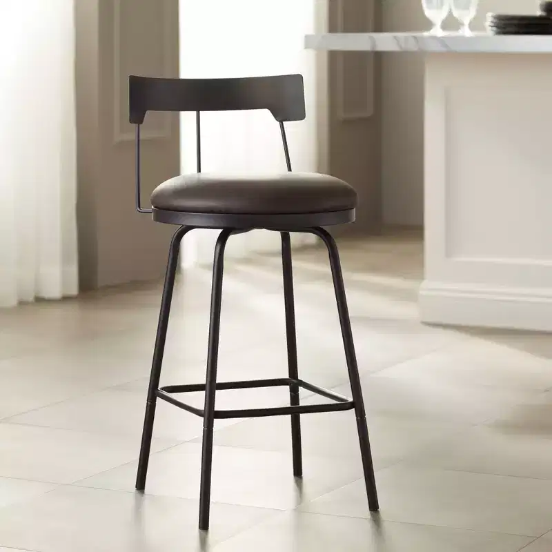 Metal Swivel Bar Stool Matte Black 26