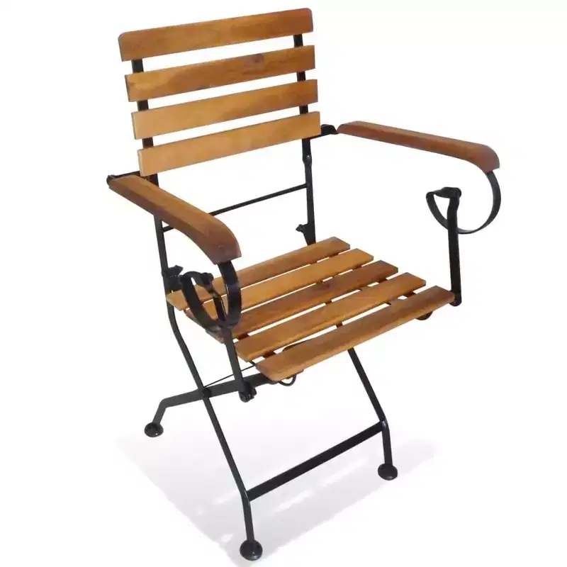 vidaXL Folding Chair Set of 2 Brown and Black