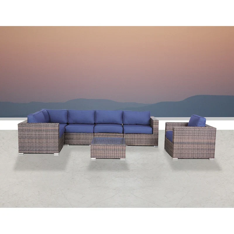 LSI 7 Piece Sectional Seating Group with Sunbrella Cushions