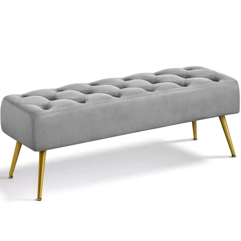 Modern Upholstered Button-Tufted Ottoman Footstool Bench for Bedroom