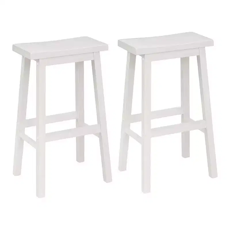 Classic 29 Inch Saddle Seat Kitchen Bar Counter Stool, White
