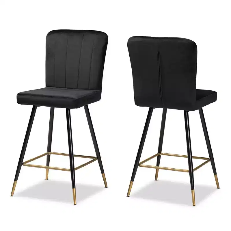 2pc Preston Two-Tone and Metal Bar Stool Set - Baxton Studio
