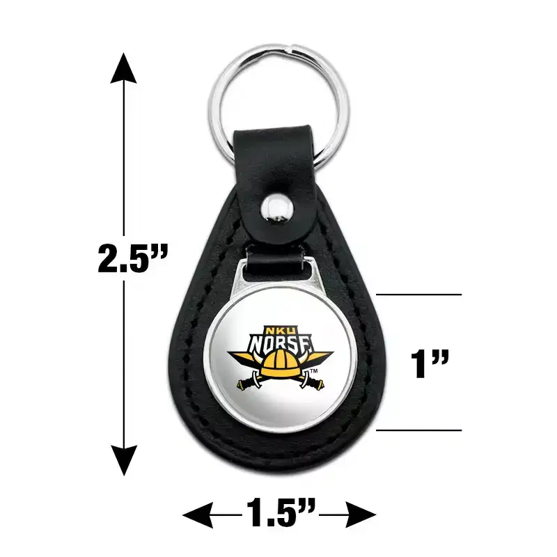 Northern Kentucky Norse Logo Black Leather Keychain