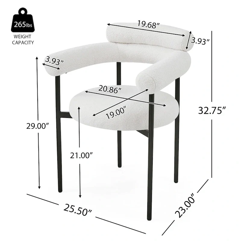 Naci Modern Fabric Arm Dining Chairs with Metal legs by Christopher Knight Home