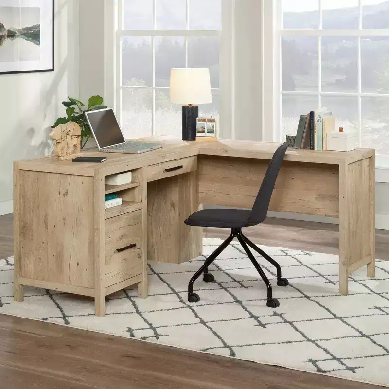 2 Drawer L Shaped Desk Prime Oak