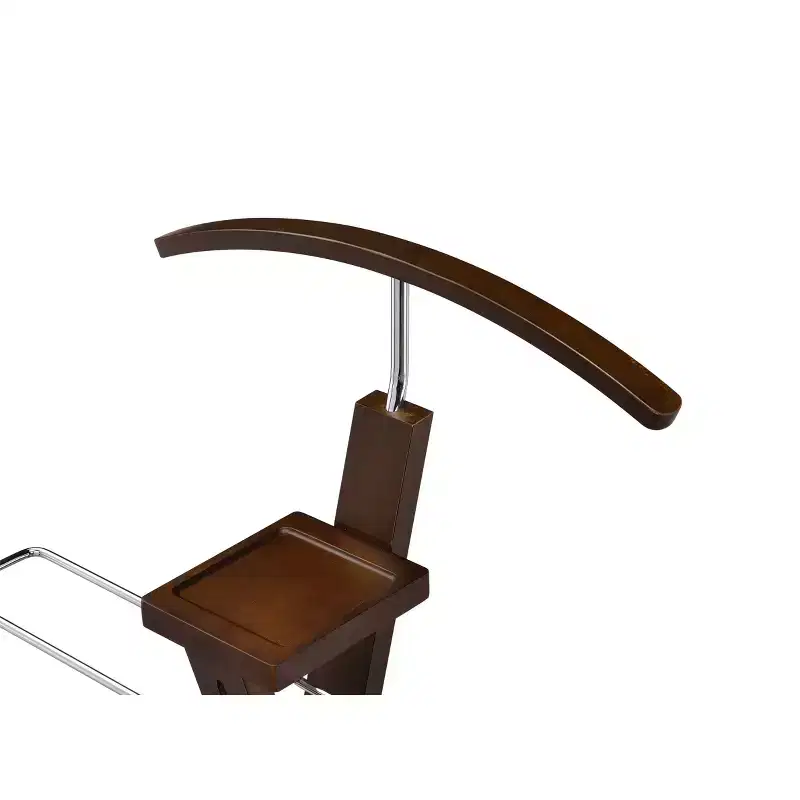 Modern Valet Stand with Chrome Hardware & Dual-Tone Wood Hanger