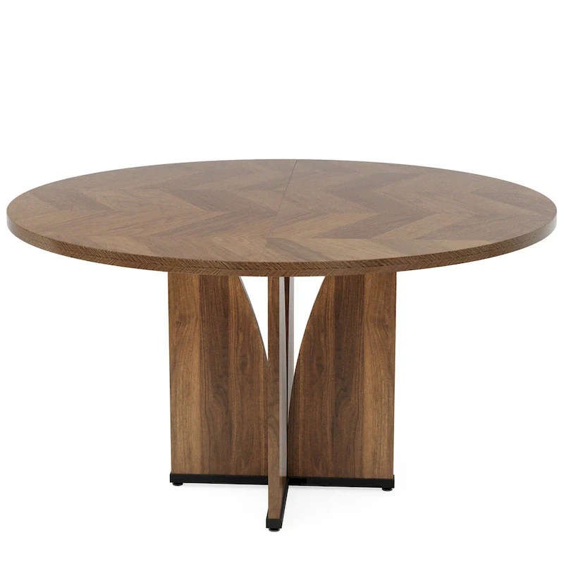 Brown Round Pedestal Dining Table, Seats 4, 39.37