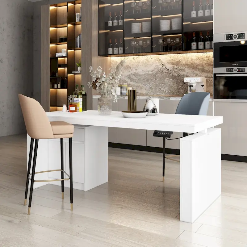 70.9W Dining Table White Adjustable Workstation Modern Office Desk