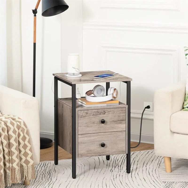 Bedside Table with Charging Station