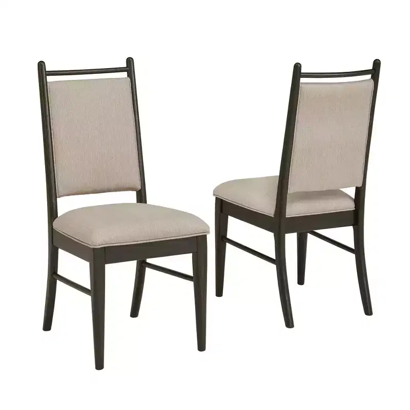 Wood Finish Beige Fabric Dining Chair