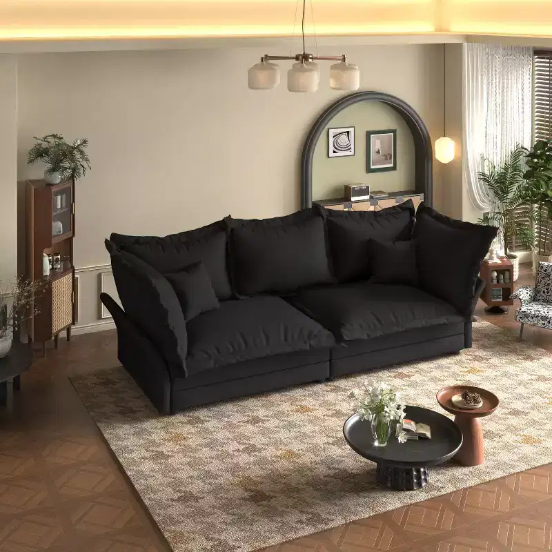 Sofa Modular Sectional, Deep Seat Couch with Large Pillows, Upholstered Sleeper Sofa for Apartment, Living Room, Hotel, Studio, Office