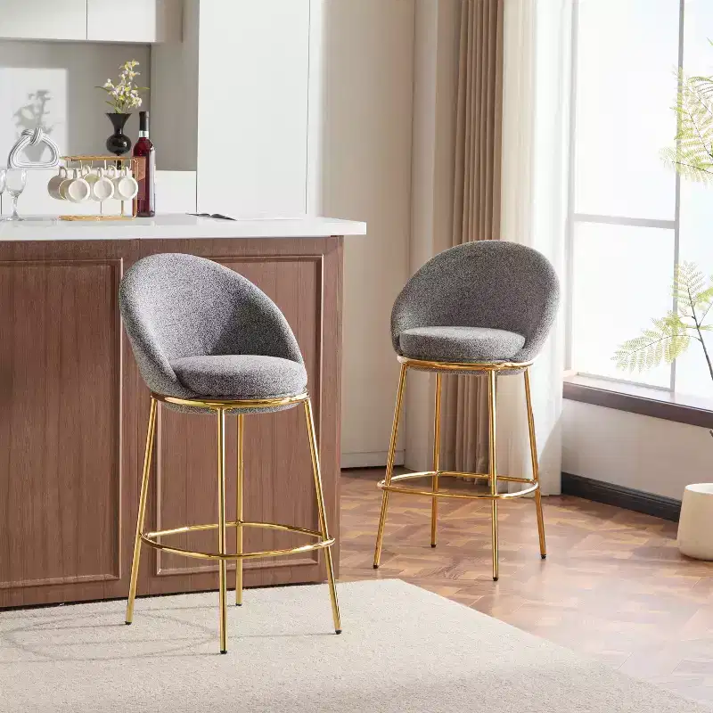 Christopher Knight Home Manlio Indoor Metal Frame Upholstered Barstools with Curved Backrest (Set of 2)