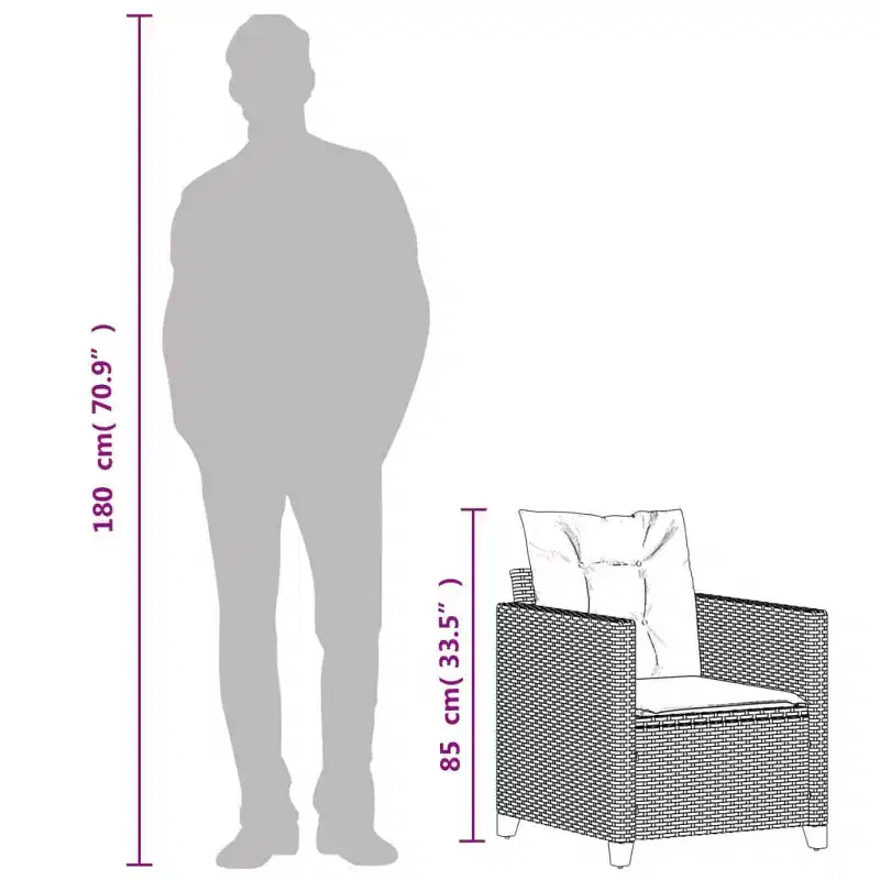 vidaXL Garden Chair Grey PE rattan, powder-coated steel, solid acacia wood