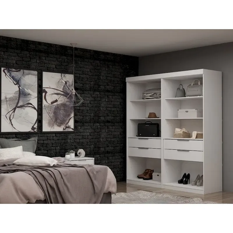 Open 2-Section Modern Wardrobe Closet – Bedroom Storage Organizer