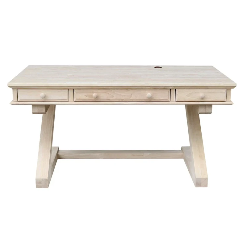 Solid Wood Unfinished Executive Desk with Zodiac Base