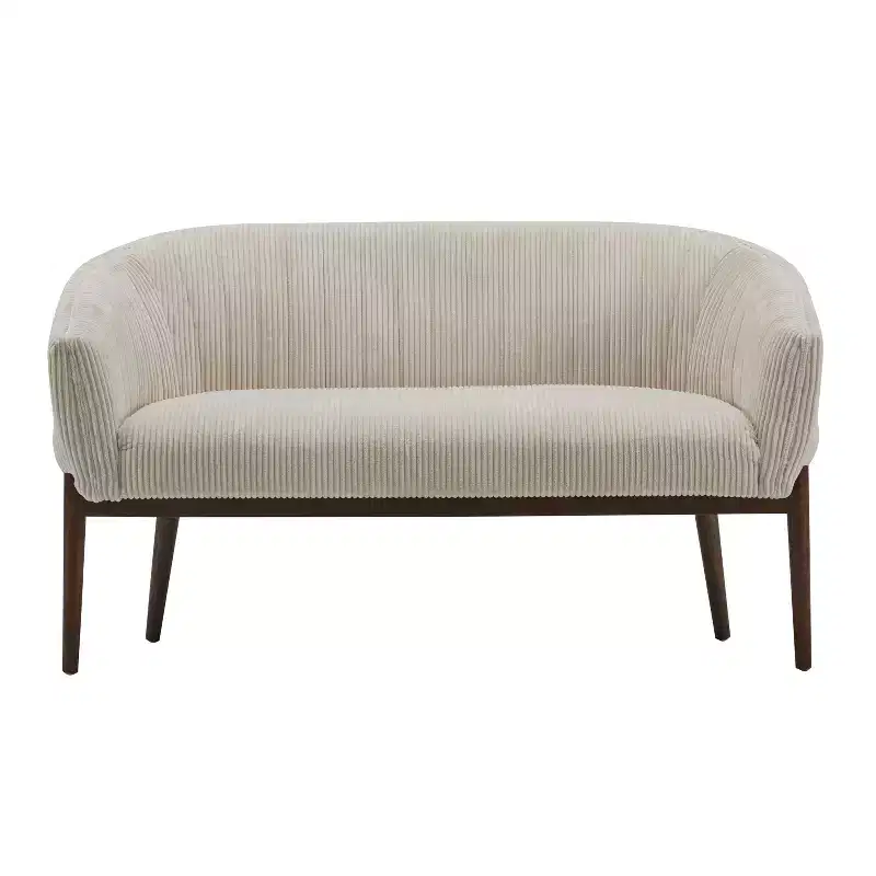 Contemporary Channel Stitch Upholstered Loveseat with Curved Back