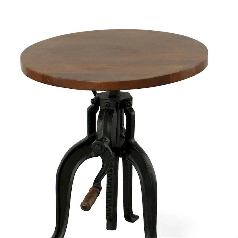 Regan Adjustable Accent Table - Chestnut Top - Black Base