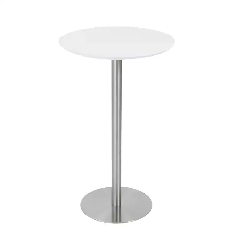 HomeRoots 26 White and Silver Rounded Steel Bar Table