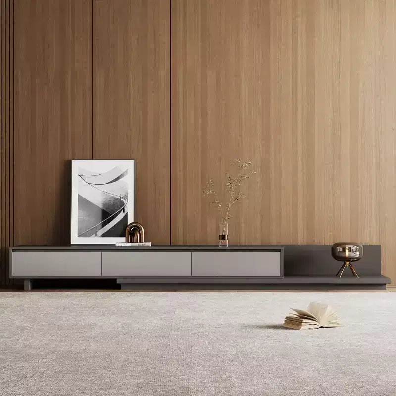 Expandable Mid-Century Modern TV Stand, Extends to 141.7