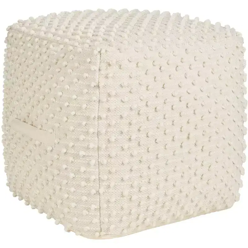 Mina Victory Lifestyle Loop Dots 16 x 16 x 16 Ivory Indoor Poufs