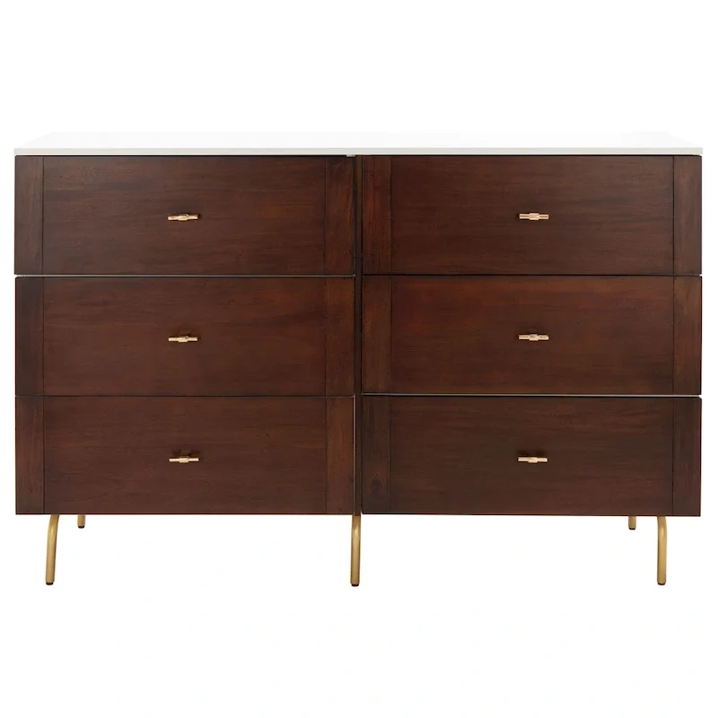 Walnut & White 6-Drawer Dresser, Mid-Century Modern Style