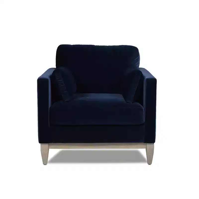 Modern Farmhouse Velvet Arm Chair with Feather-Down Foam Cushion, 36in