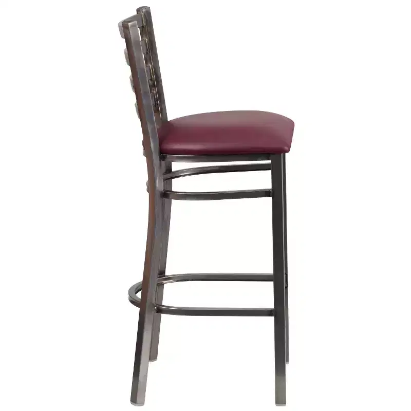2 Pack Clear Coated Ladder Back Metal Restaurant Barstool