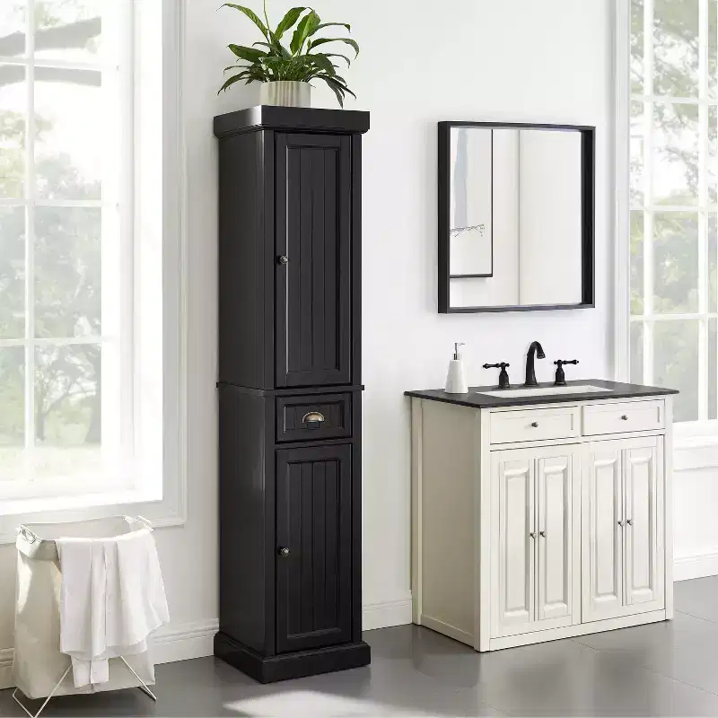 Crosley Seaside Tall Linen Storage Cabinet