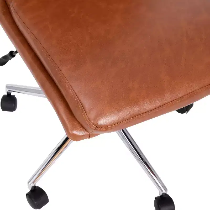 Mid-Back Armless Swivel Task Office Chair Bonded Leather Adjustable Metal Base