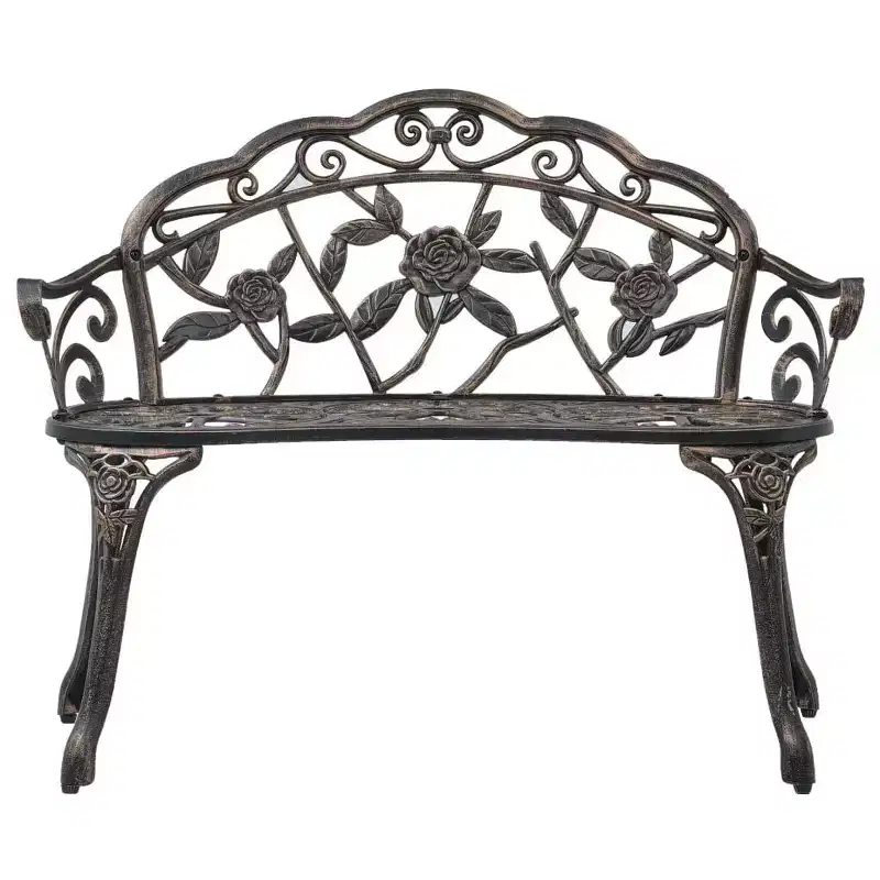 vidaXL Garden Bench Black Cast Aluminum, Cast Iron Medium