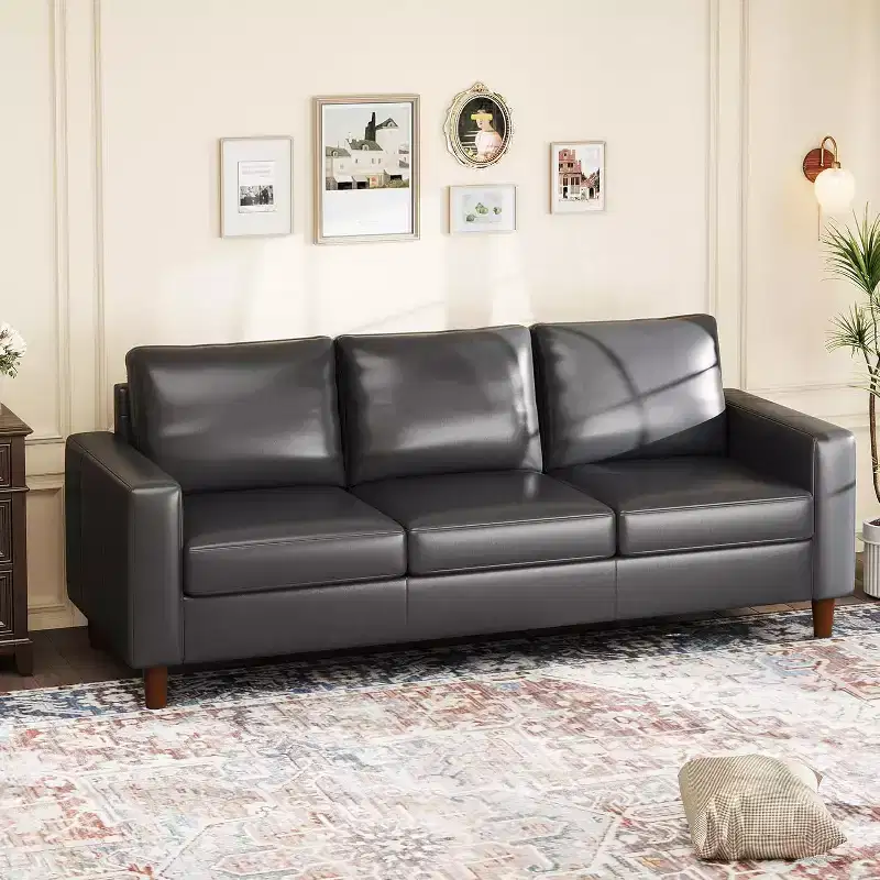 Acekool 85 Inch Modern Leather Sofa 3 Seater Couch with Deep Seat for Living Room