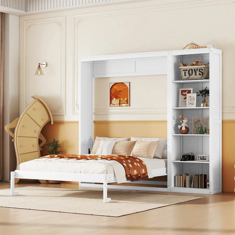 Merax Murphy Bed Wall Bed with Shelves