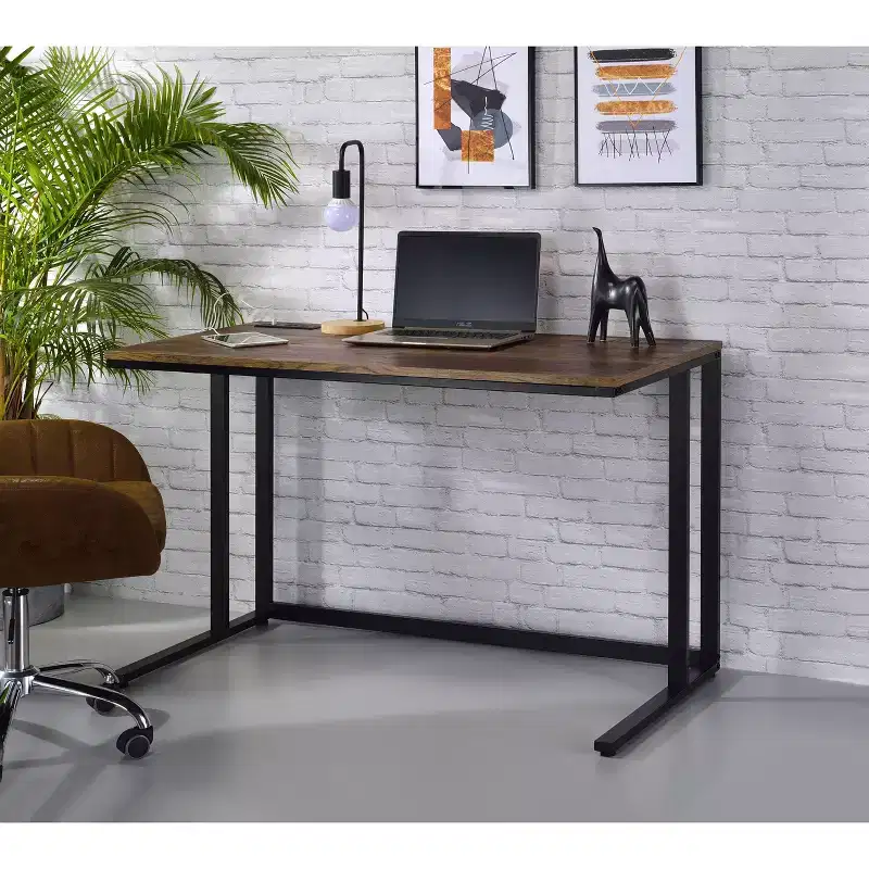 47IN Modern Computer Desk with Elegent L-Shape Legs, Office Desk with Metal Frame, Writing Desk for Office, Living Room, Bedroom