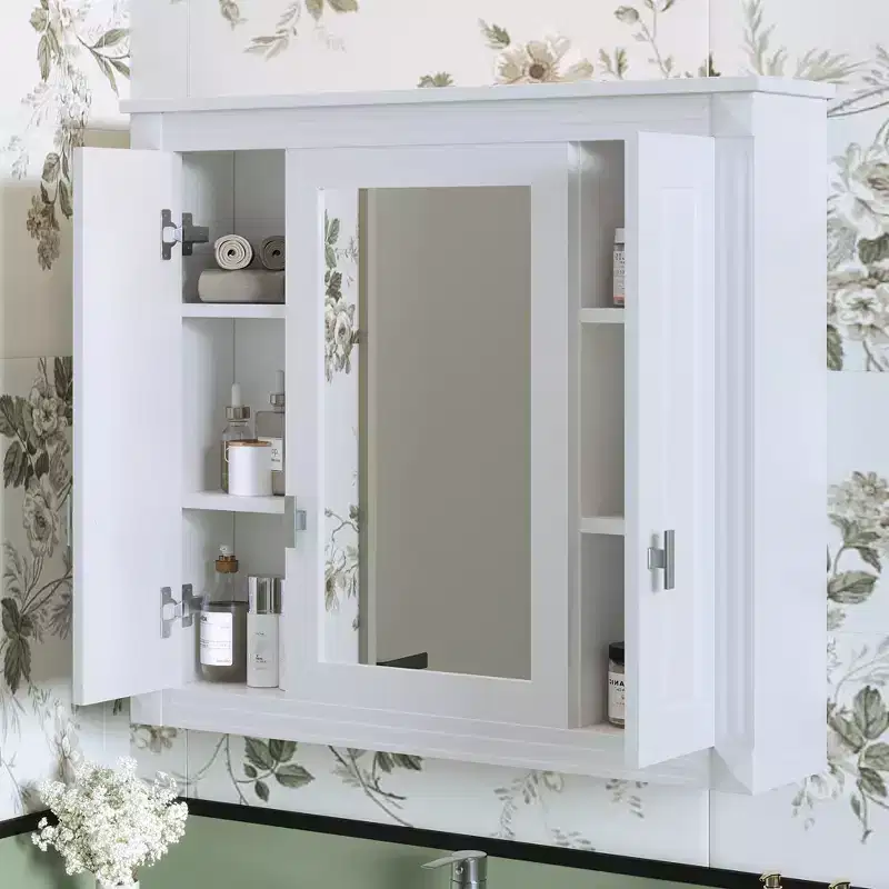 34 in. W x 28 in. H Rectangular Surface Mount Medicine Cabinet with Mirror, Adjustable Shelves