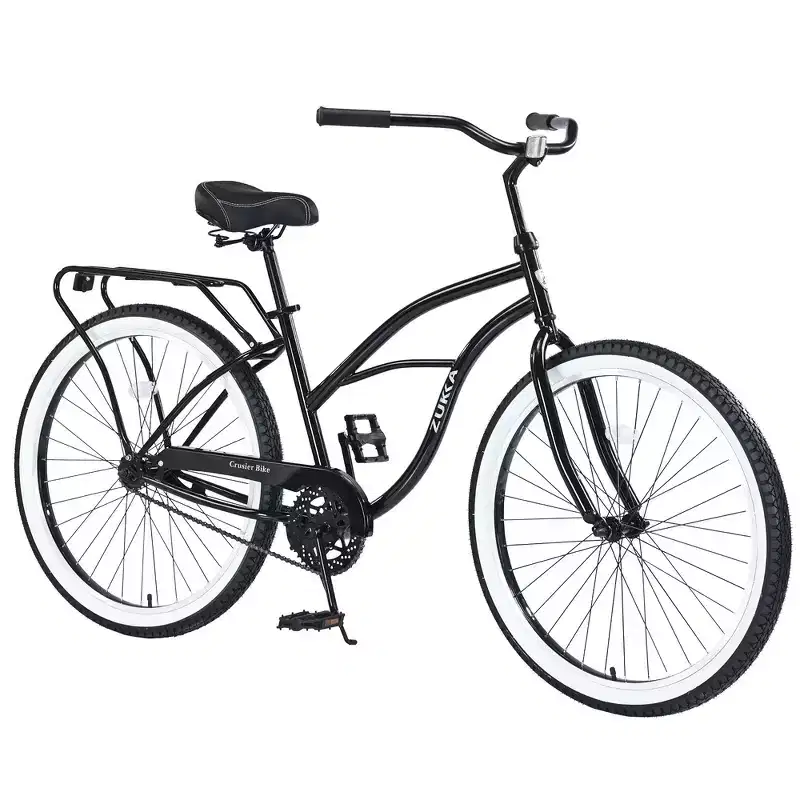 Whisen 26 Men's Beach Cruiser Bike, Single Speed Bicycles with Steel Frame, Wide Wheels for Stability
