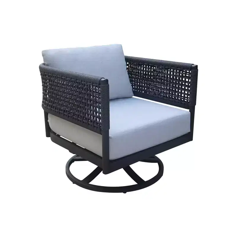 International Concepts Outdoor Patio Chair Woven Abaca Rope Swivel Rocking Chair with Cushion