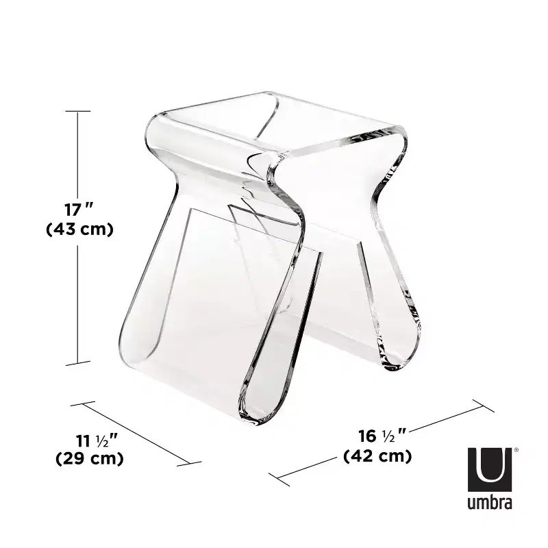 Acrylic Stool and Magazine Rack, Clear
