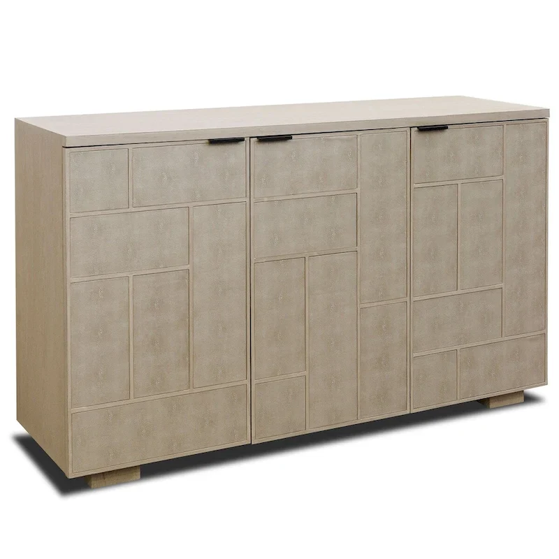 Credenza with Three Shagreen Finished Doors - Light Cream