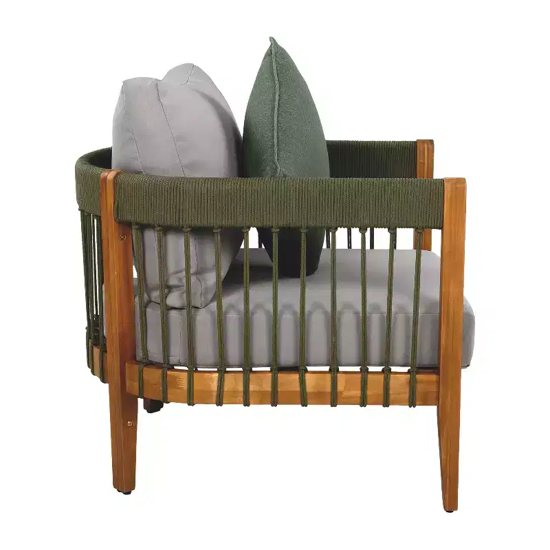 Christopher Knight Home Clifton Patio Rustic Acacia and Rope Upholstered Club Chair with Curved Back
