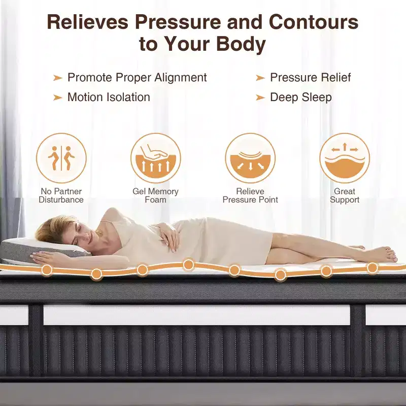 14 Inch King Size Memory Foam Mattress, Hybrid Innerspring Mattress in a Box, Silent Pocket Coils for Motion Isolation & Pressure Relief, Medium Firm