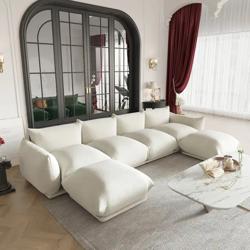 Modular Upholstered Sectional Sofas Chenille Fabric Lounge Counches