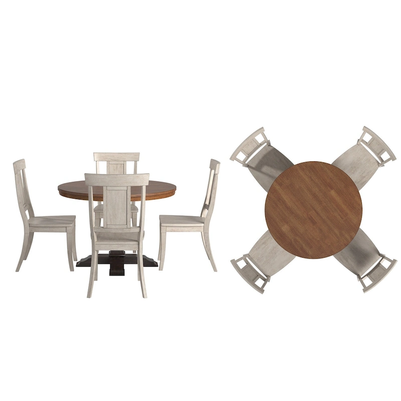 Ronda 45 Round Solid Wood Top Dining Set with Panel Back Chairs