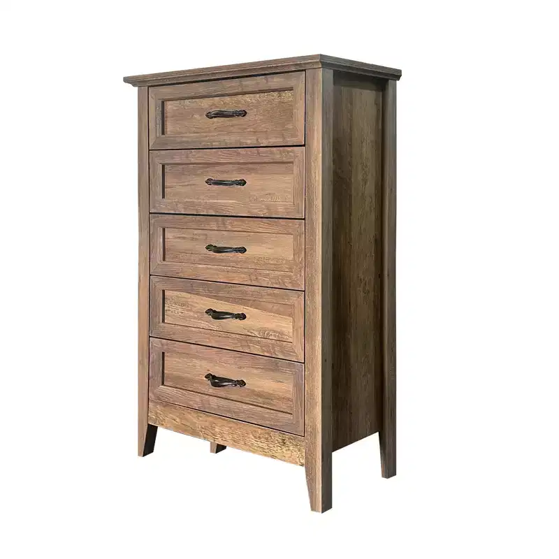 Chest of Dresser, Wood Vintage Dresser 5 Drawer, Tall Dressers for Closet, Storage Organizer for Closet Living Room, Kids Bedroom, Nursery