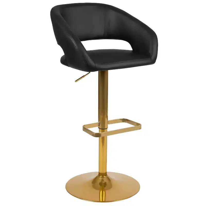 Merrick Lane Modern Bar Stool Rounded Mid-Back Stool With Height Adjustable Swivel Seat